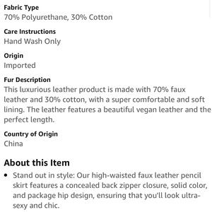 Women's High-Waisted Faux Leather Pencil Skirt main image 1